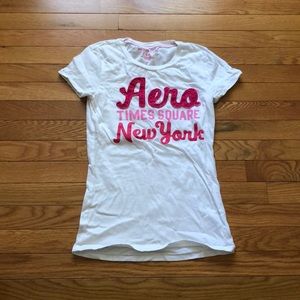 Aeropostale White Logo Tee